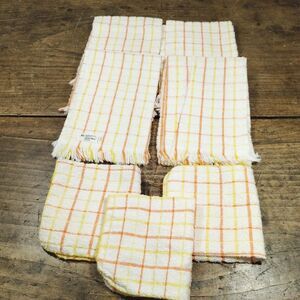 Vintage Fashion Manor JC Penney Kitchen 4 Hand Towel 3 Washcloth Orange Yellow